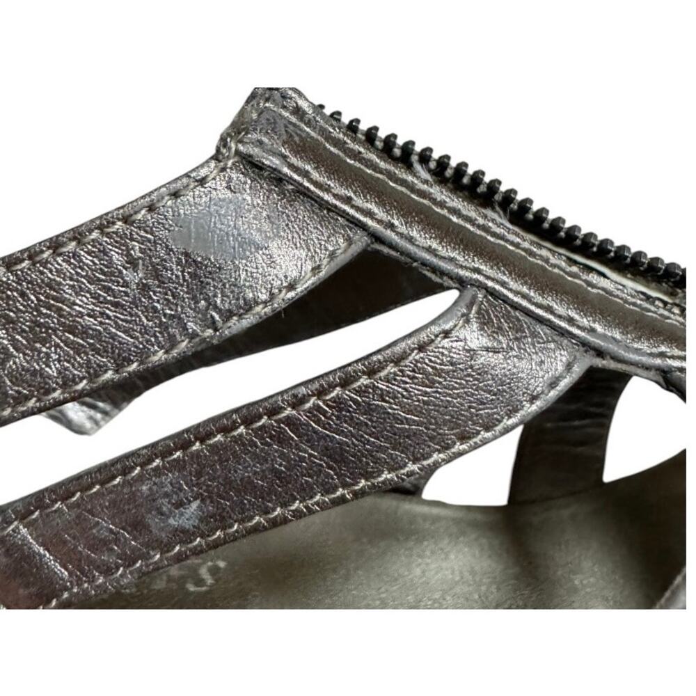 Aerosoles Plush Love Metallic Pewter Wedge Sandals Size 7.5 Comfort Shoes - Picture 11 of 12